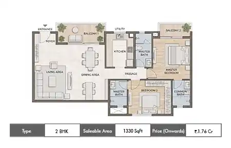 2 BHK floor plan
