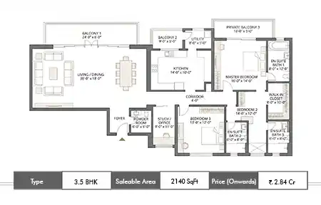 3.5 BHK floor plan